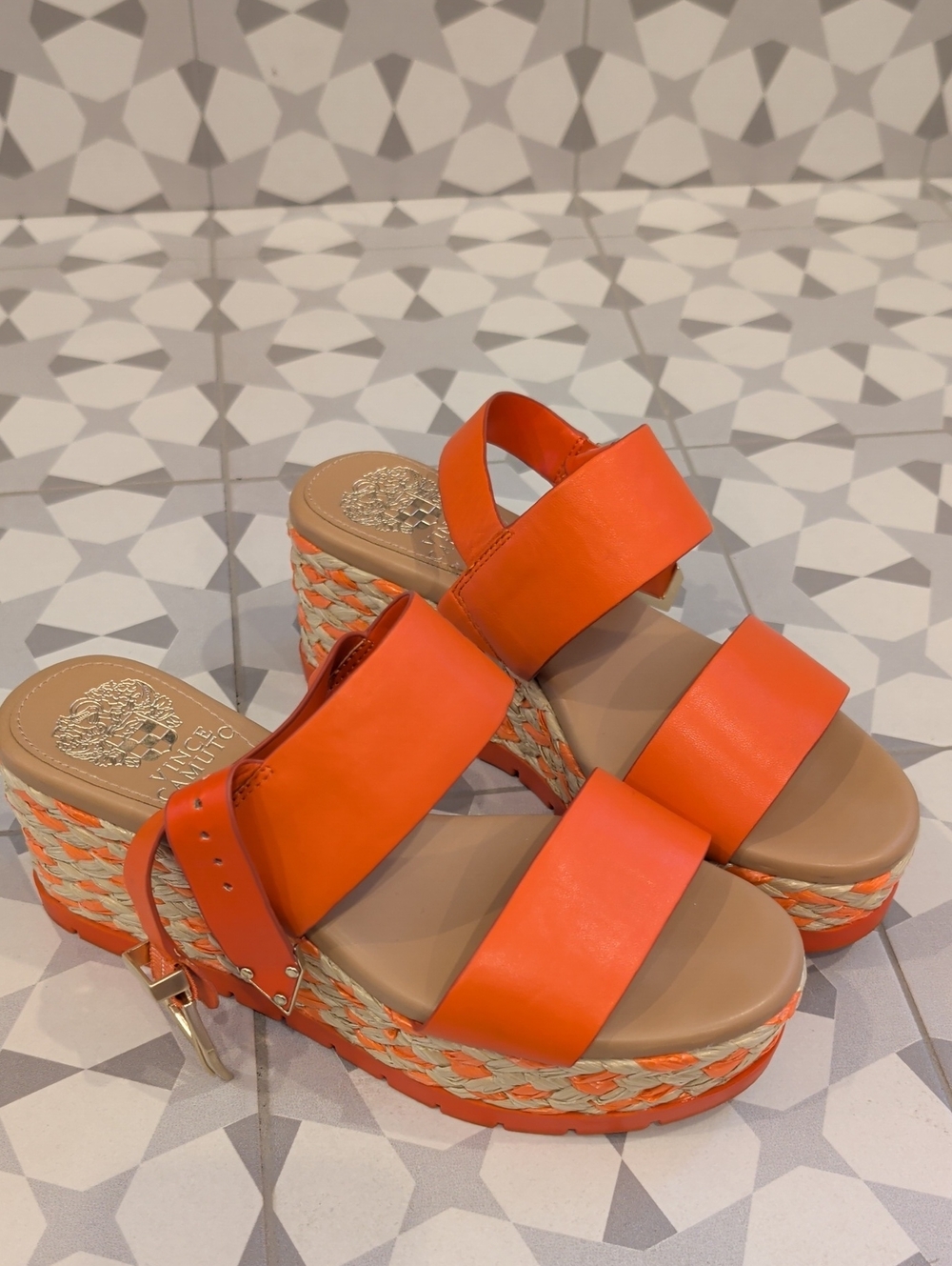 Vince Camuto Orange Platform Espadrille Wedge Sandals